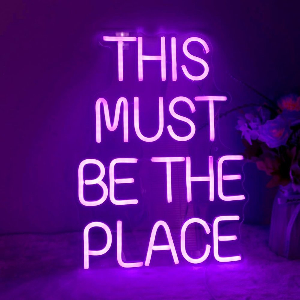Neon THIS MUST BE THE PLACE LED Party Wedding Wall Dorm Bedroom Purple Light